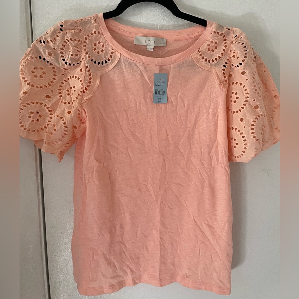 Loft coral crochet top